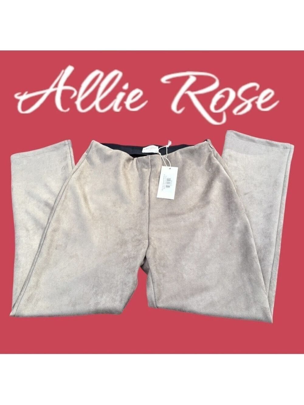Allie Rose-NWT medium moleskin feel pants. Light olive/grayish. Elastic&side zip